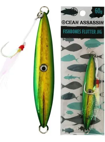 fishbones flutter jig 60g green
