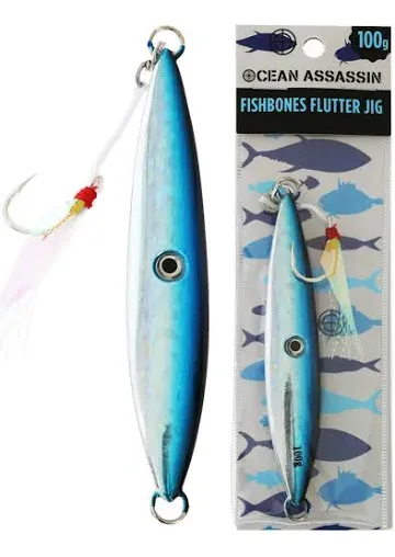 fishbones flutter jig 80g blue