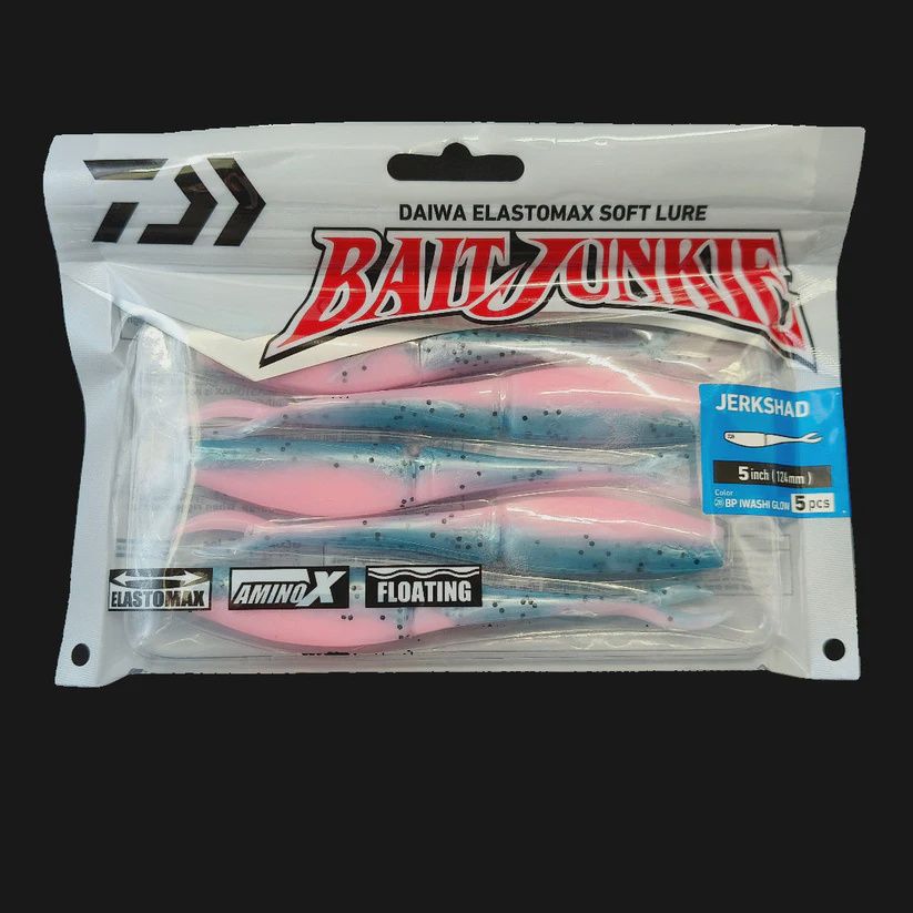 Bait junkie jerk shad 5" Iwashi glow softbait