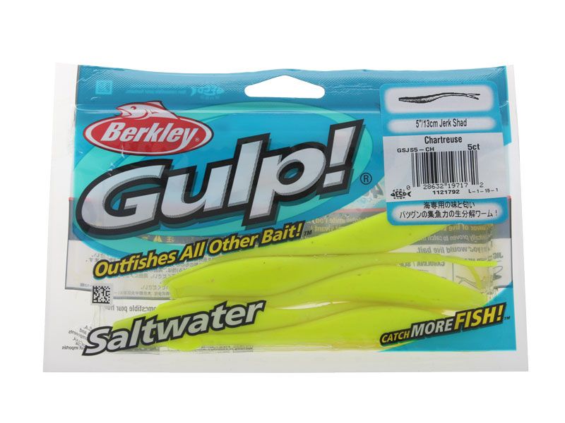 Gulp 5" jerk shad chartreuse 5ct