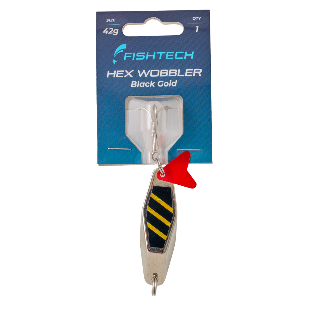 hex wobbler 70gm black/gold