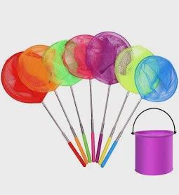 Kids fishing net 80cm (tele) plus colapsable bucket (blue, green or pink)