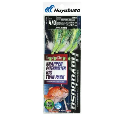hayabusa snapper flasher rig 4/o recurve holographic green - 2 x 2 hook rigs
