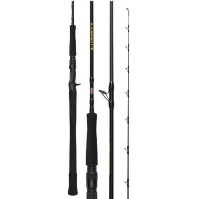 tica OX10 lever drag, 300mtrs 50lb braid, penn 5ft1 pe5-8 allegiance 11 rod