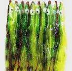 Needle fish squid skirts 90mm / 10 pack Green/red