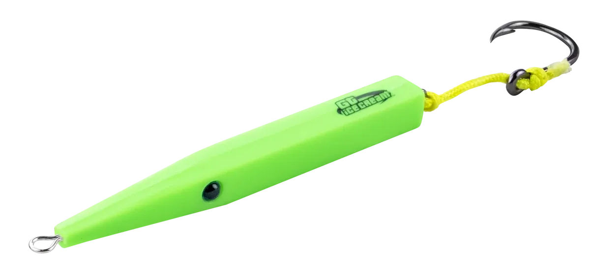 GT Icecream longcast plug - skinny needle nose 3oz flouro green