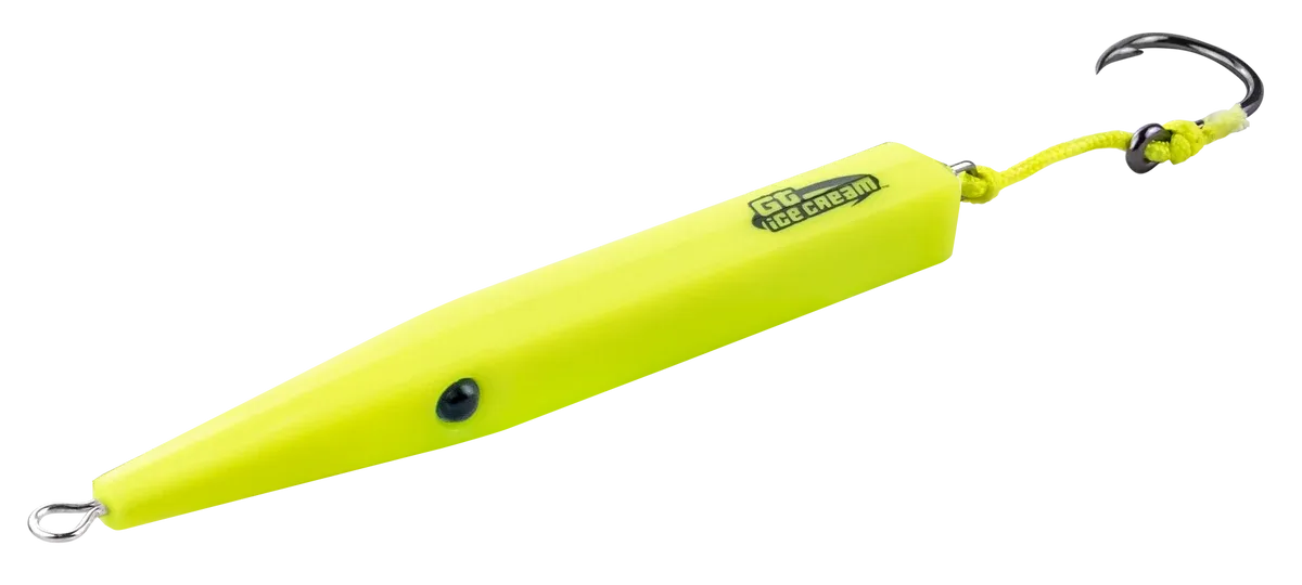 GT Icecream longcast plug - skinny needle nose 2oz flouro yellow