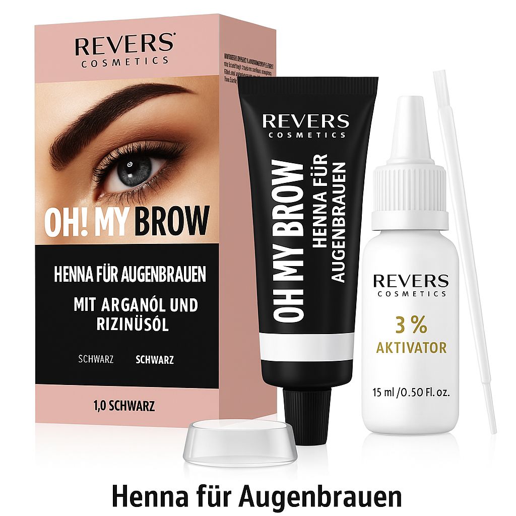 REVERS COSMETICS Henna Augenbrauenfarbe mit Arganöl- Rizinusöl
