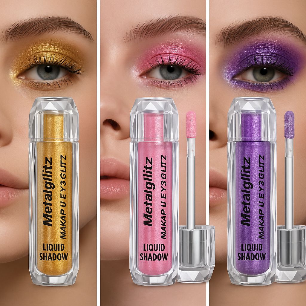 3-teiliges Glitzer-Set von Blush Time – Flüssiger, langanhaltender Lidschatten &amp; Körper-Make-up