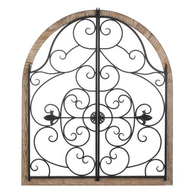 ARCHED WOOD AND IRON WALL DECOR
