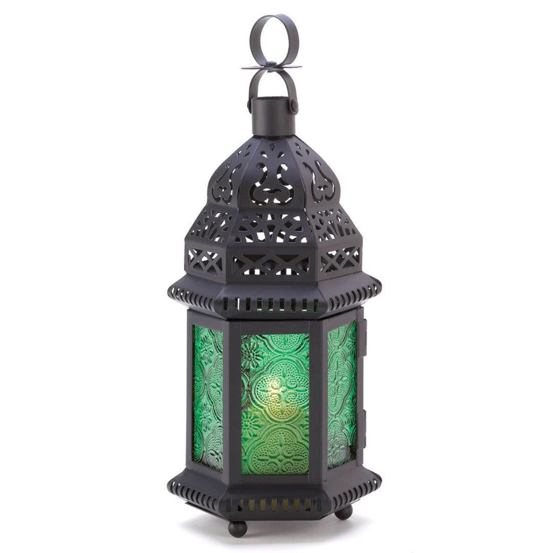 GREEN GLASS MOROCCAN LANTERN