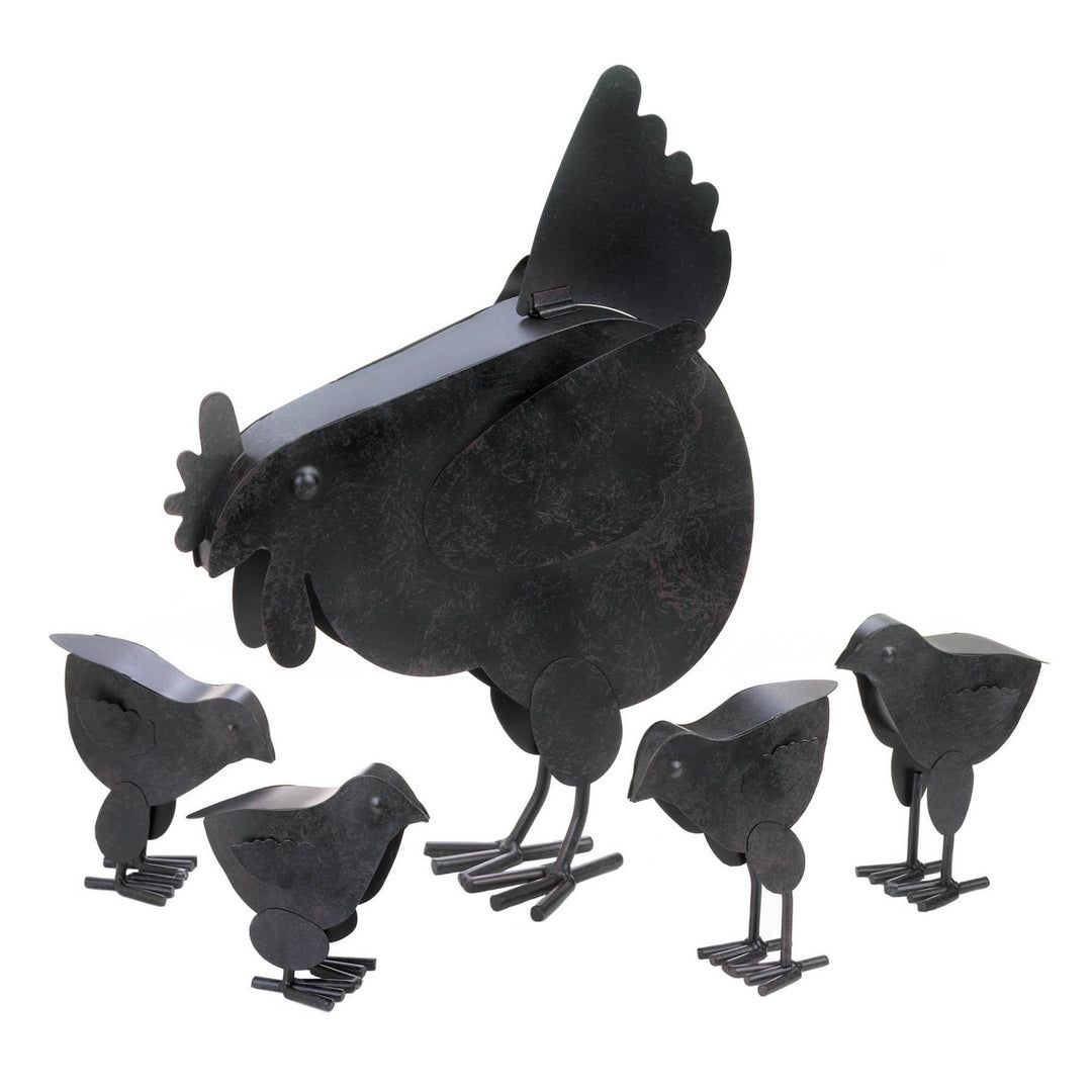 HEN WITH CHICKS SCULPTURE