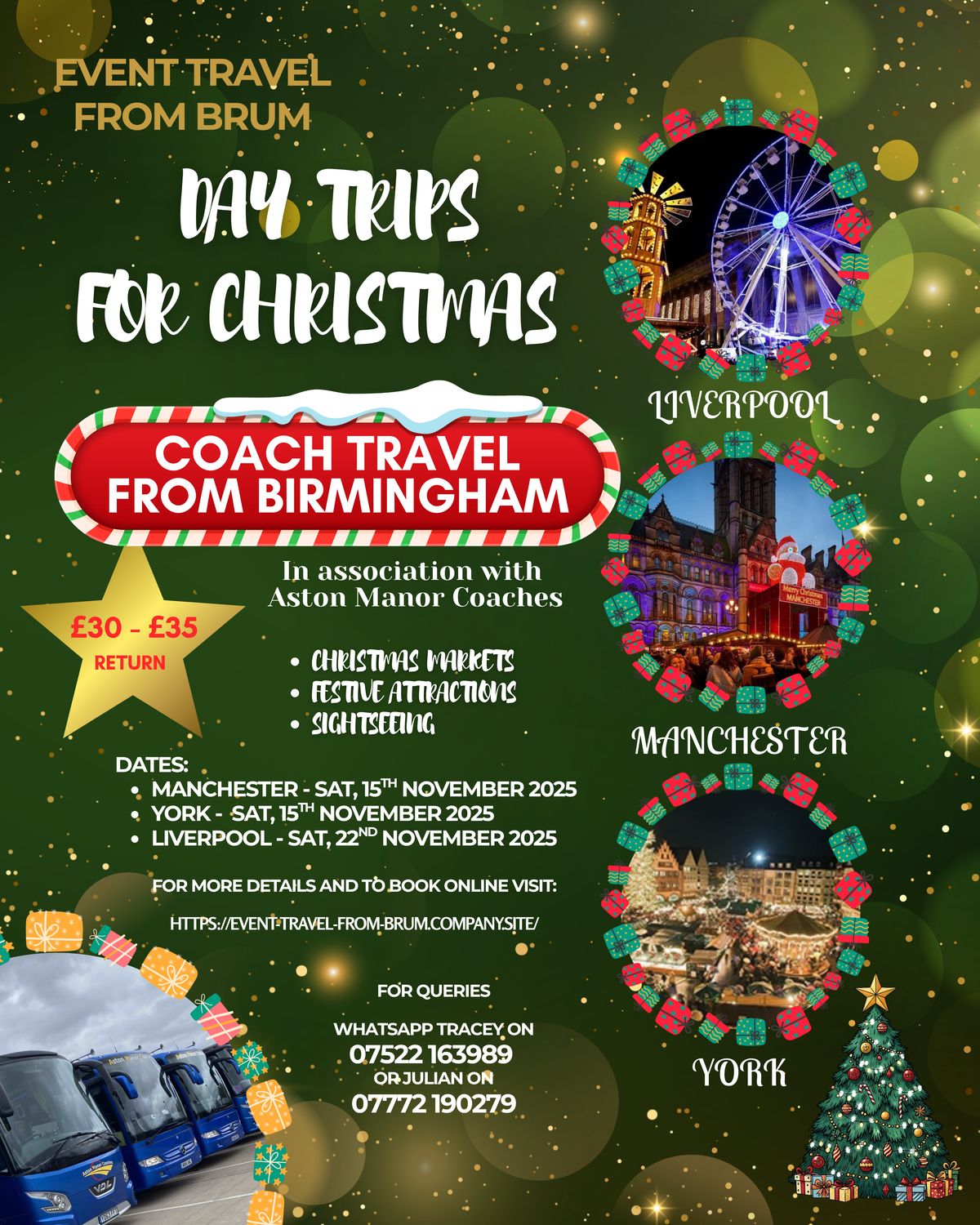 LIVERPOOL CHRISTMAS MARKET AND SIGHTSEEING DAY TRIP (Return Coach Travel from Birmingham)