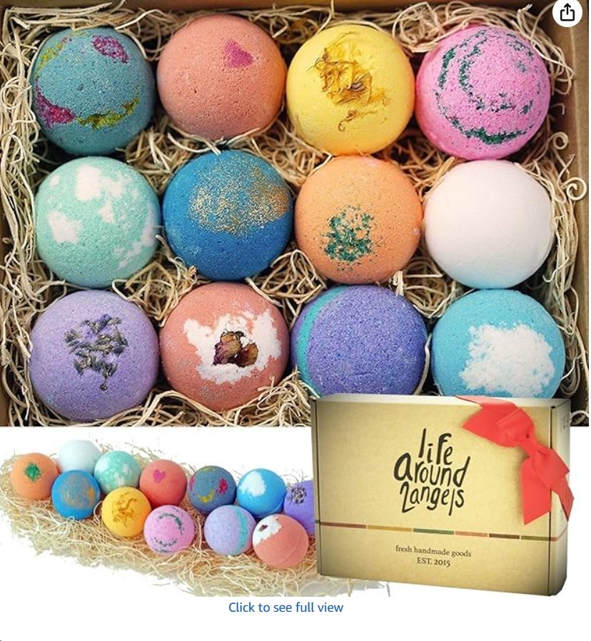LifeAround2Angels Bath Bombs Gift Set 12 USA made Fizzies, Shea & Coco Butter Dry Skin Moisturize, Perfect for Bubble Spa Bath. Handmade Birthday Mothers day Gifts idea For Her/Him, wife, girlfriend LifeAround2Angels Bath Bombs Gift Set 12 USA made Fizzies, Shea & Coco Butter Dry Skin Moisturize, Perfect for Bubble Spa Bath. Handmade Birthday Mothers day Gifts idea For Her/Him, wife, girlfriend