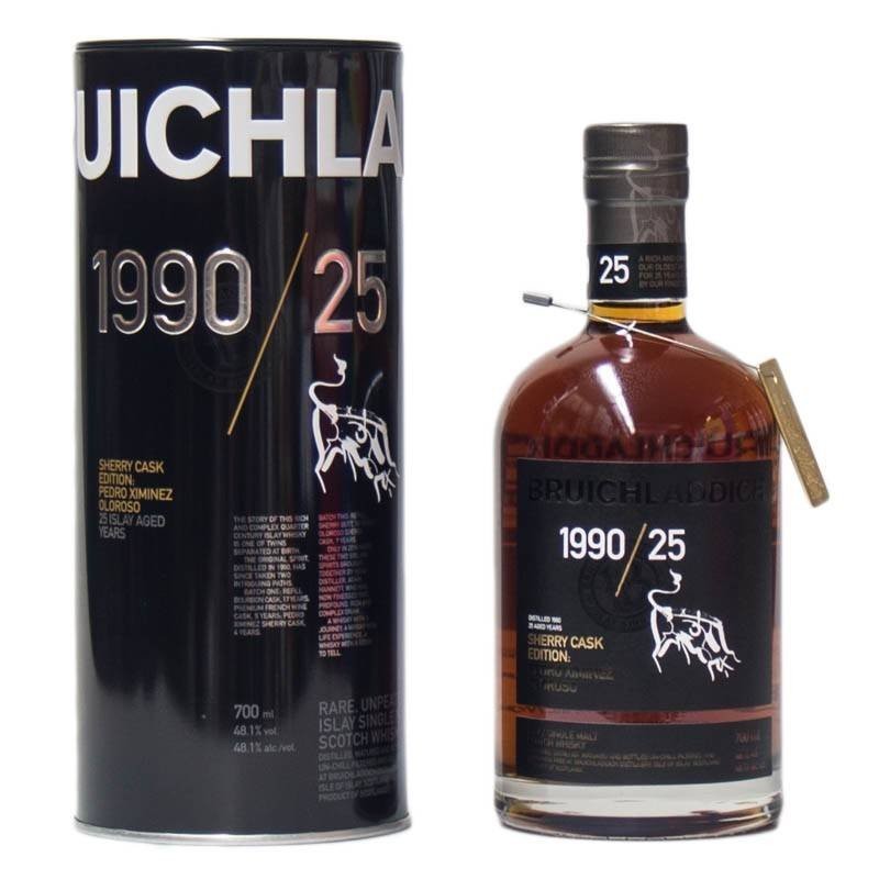 Bruichladdich Sherry cask  PX - Oloroso - 1990 - 25 years - 48.1%