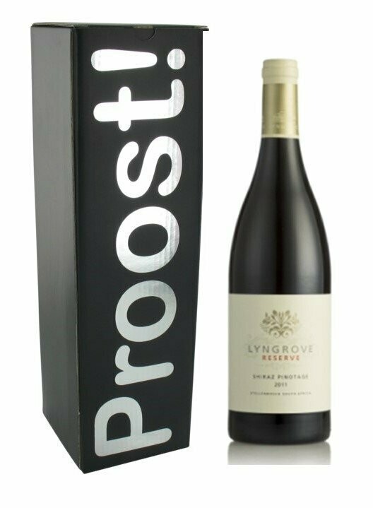 Proost doos met een fles Lyngrove Shiraz - Pinotage Reserva