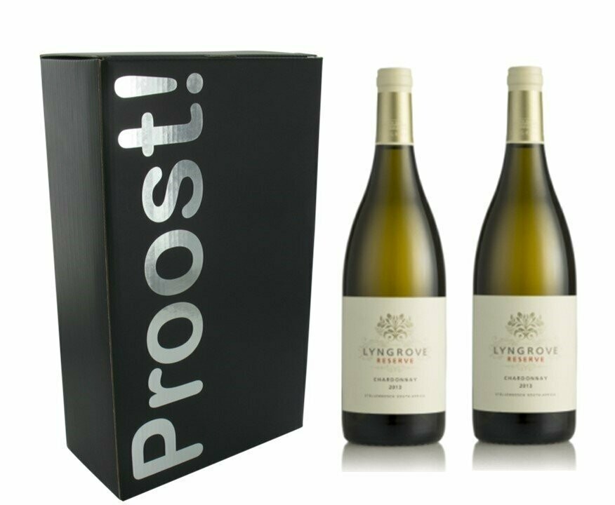 Proost doos met twee flessen Lyngrove Chardonnay Reserva