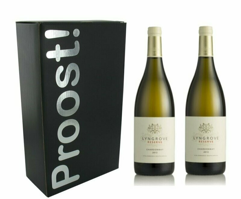 Proost doos met twee flessen Lyngrove Chardonnay Reserva