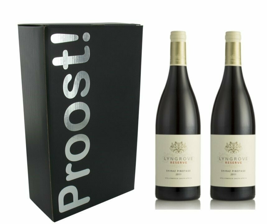 Proost doos met twee flessen Lyngrove Shiraz - Pinotage Reserva