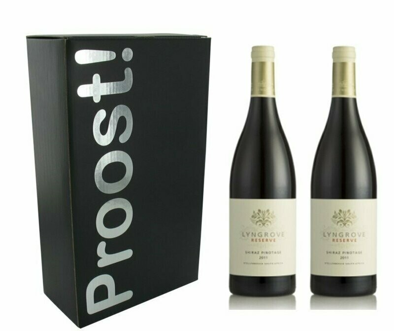 Proost doos met twee flessen Lyngrove Shiraz - Pinotage Reserva