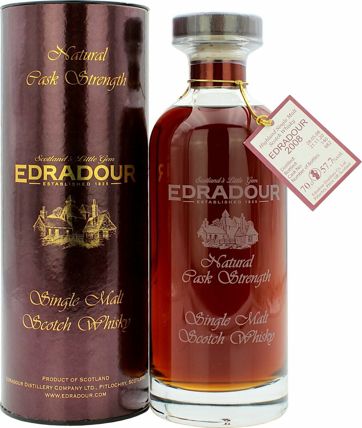 Edradour 12 years - Natural Cask Strenght Ibisco decanter - 2008 - Cask 140 - 57.7%