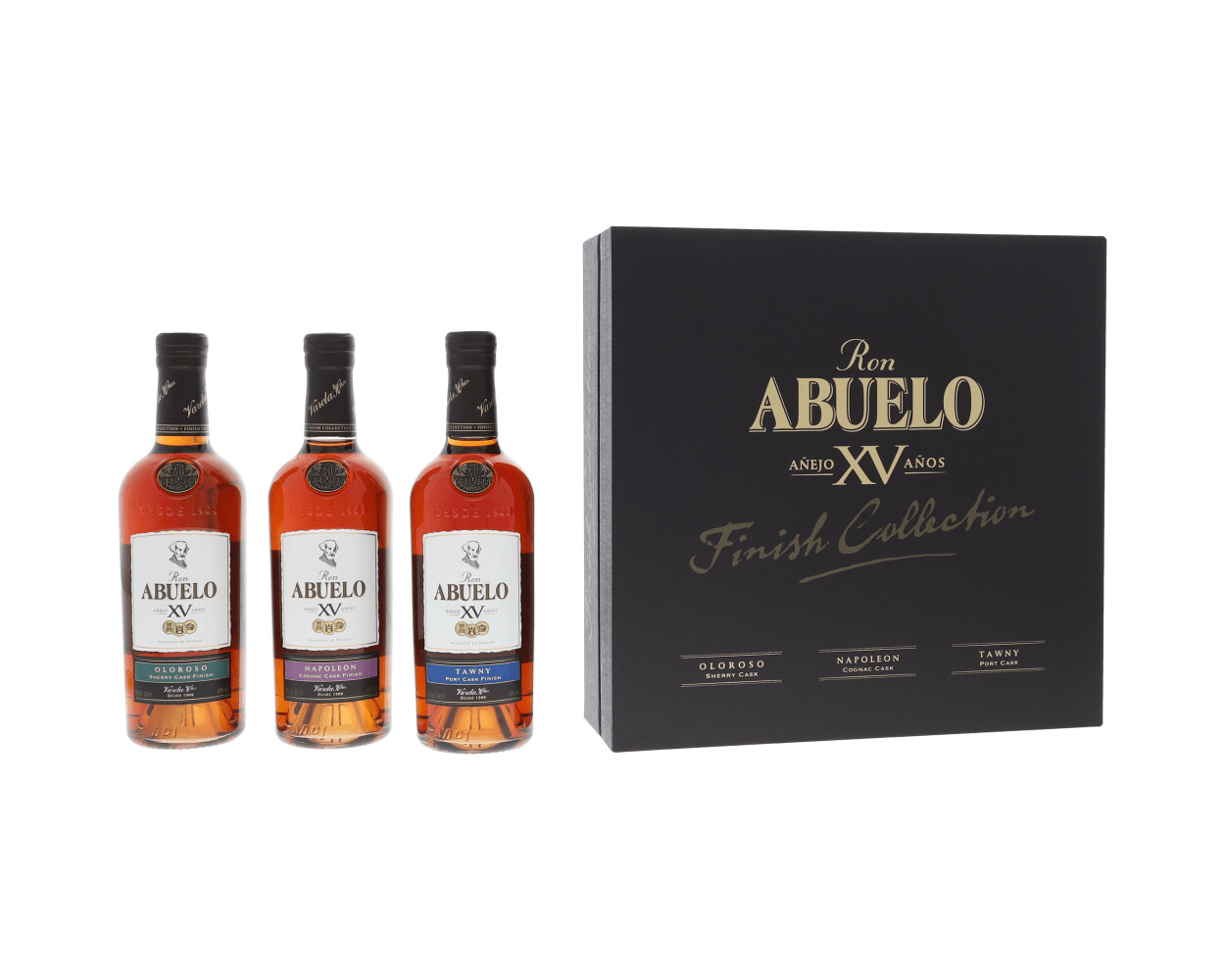 Ron Abuelo - Set with 3 different - Tawny - Oloroso - Cognac Ron Abuelo - Set with 3 different - Tawny - Oloroso - Cognac