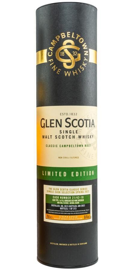 Glen Scotia 2015 - 1st Fill Bordeaux Red Wine Hogshead - 58.4%