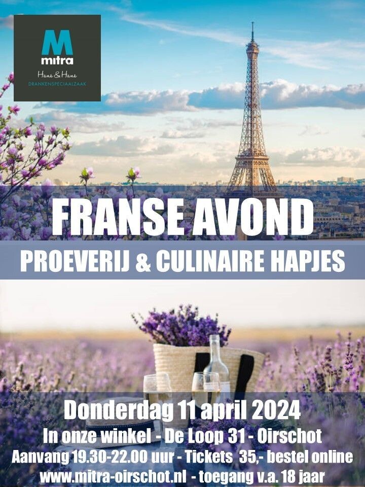 Ticket voor de Frankrijk avond op donderdag 11 april 2024