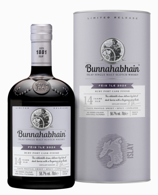 Bunnahabhain 14 years - Feis Ile 2024 - Ruby Port Cask Finished - 58.7%