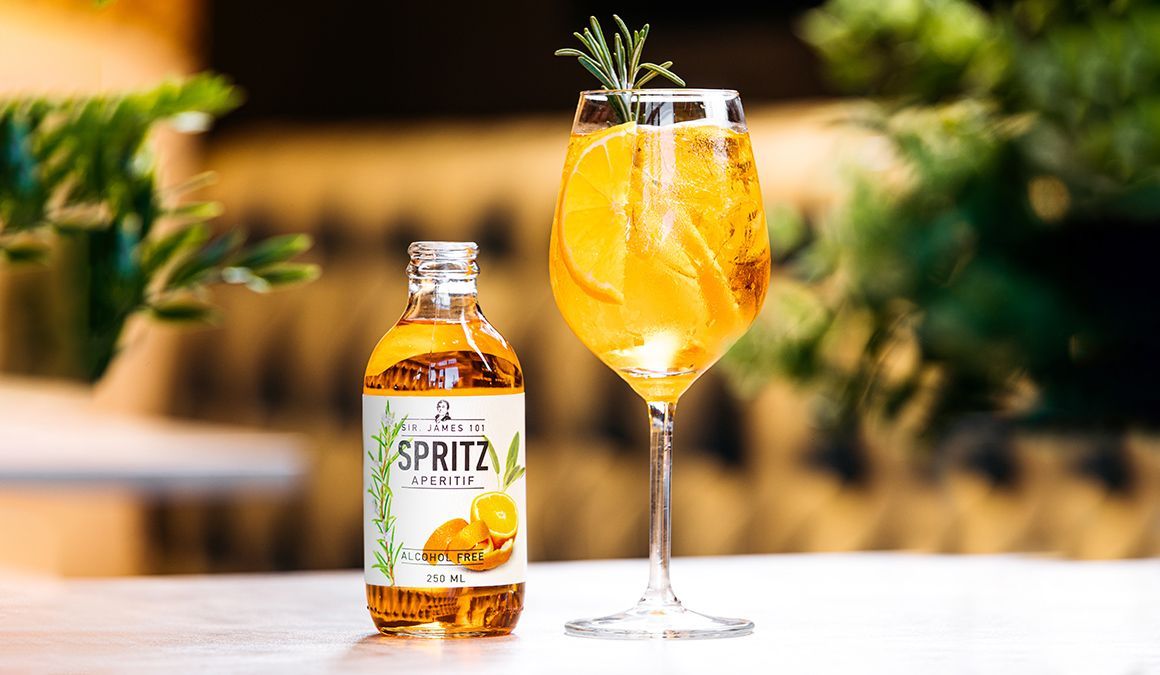 Sir James Spritz ( Aperol ) alcohol vrij - 0.0% alc. Sir James Spritz ( Aperol ) alcohol vrij - 0.0% alc.