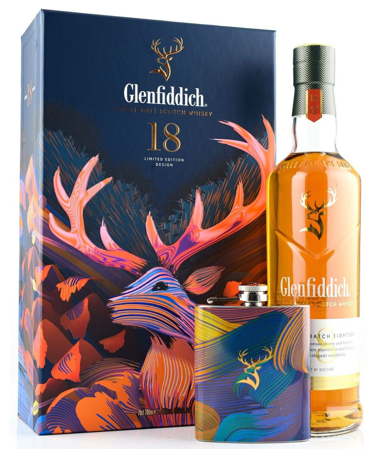 Glenfiddich 18 Years Solera +hip flask - 40%