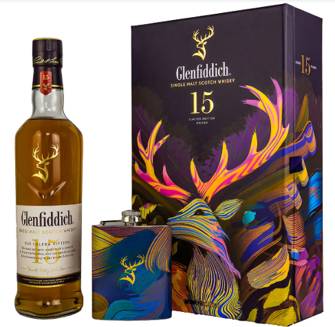 Glenfiddich 15 Years Solera + hip flask - 40%