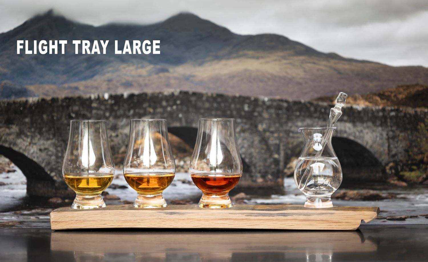 Whisky Flight Tray - Large zonder opdruk met glaasjes