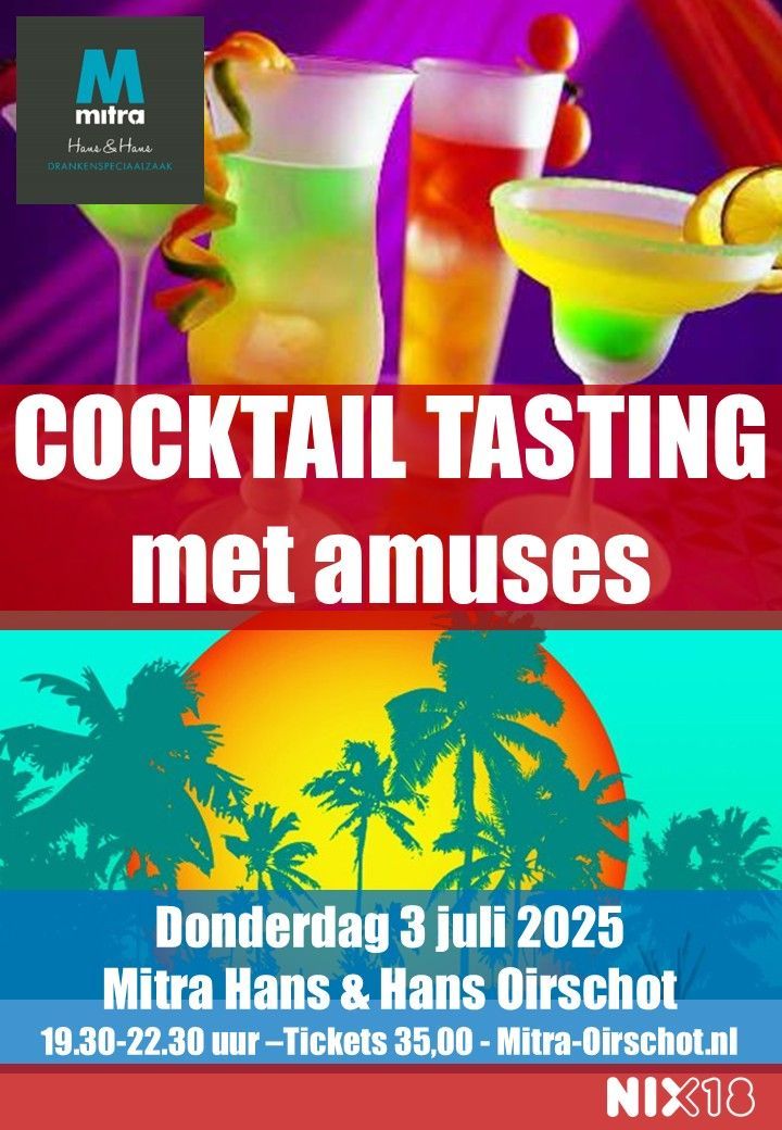 Ticket voor de Cocktail Tasting met amuses van donderdag 3 juli 2025