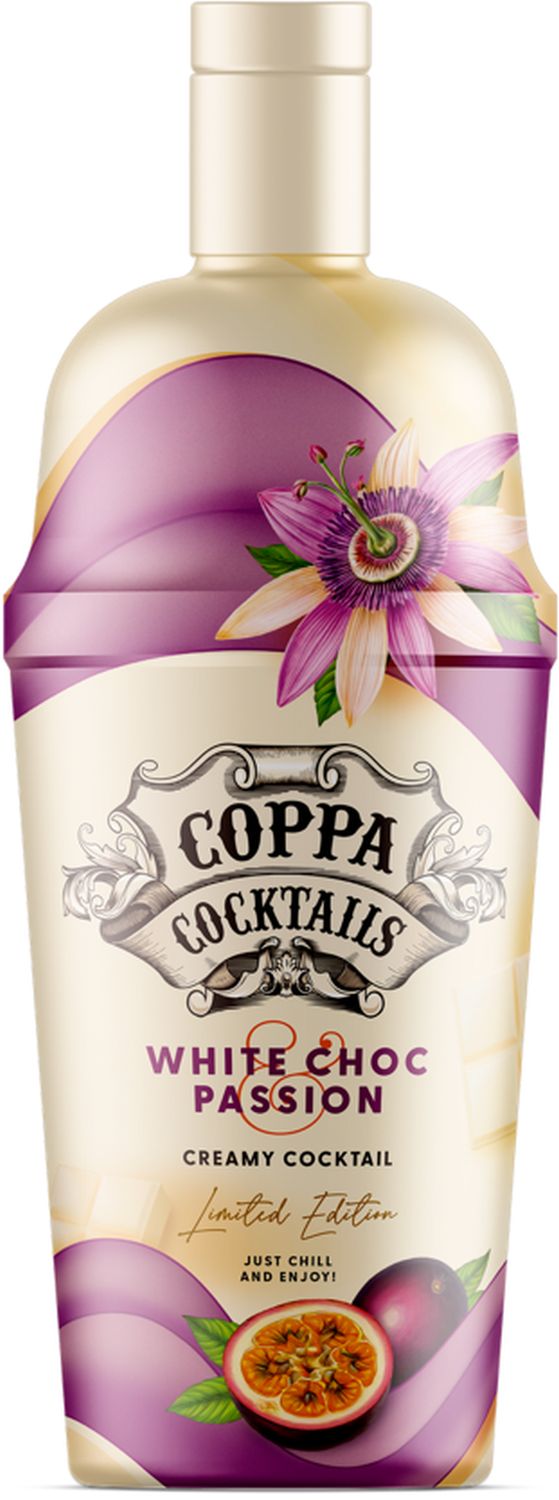 Coppa cocktail - witte chocolade en passievruchten - 11% alc. Coppa cocktail - witte chocolade en passievruchten - 11% alc.
