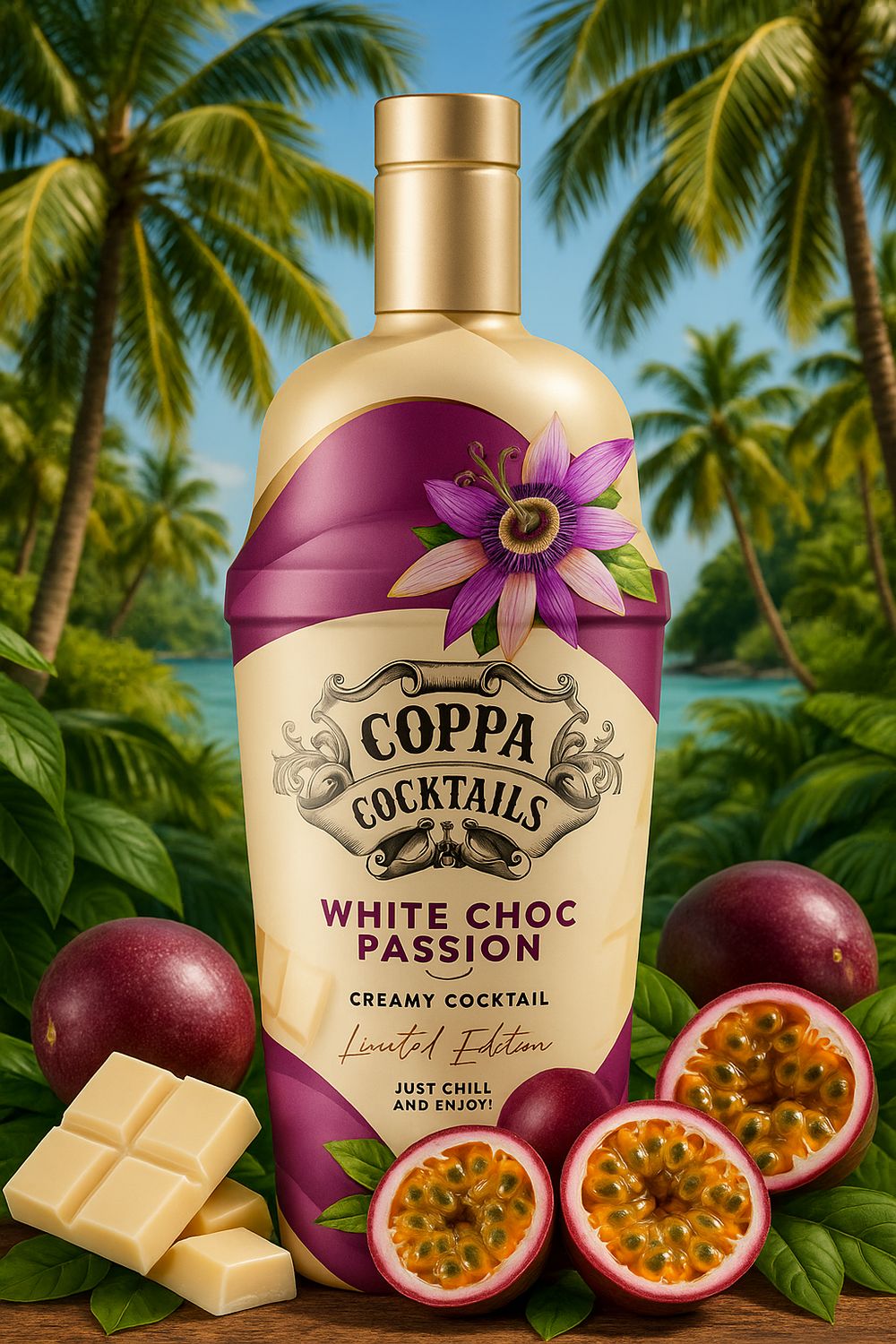 Coppa cocktail - witte chocolade en passievruchten - 11% alc. Coppa cocktail - witte chocolade en passievruchten - 11% alc.
