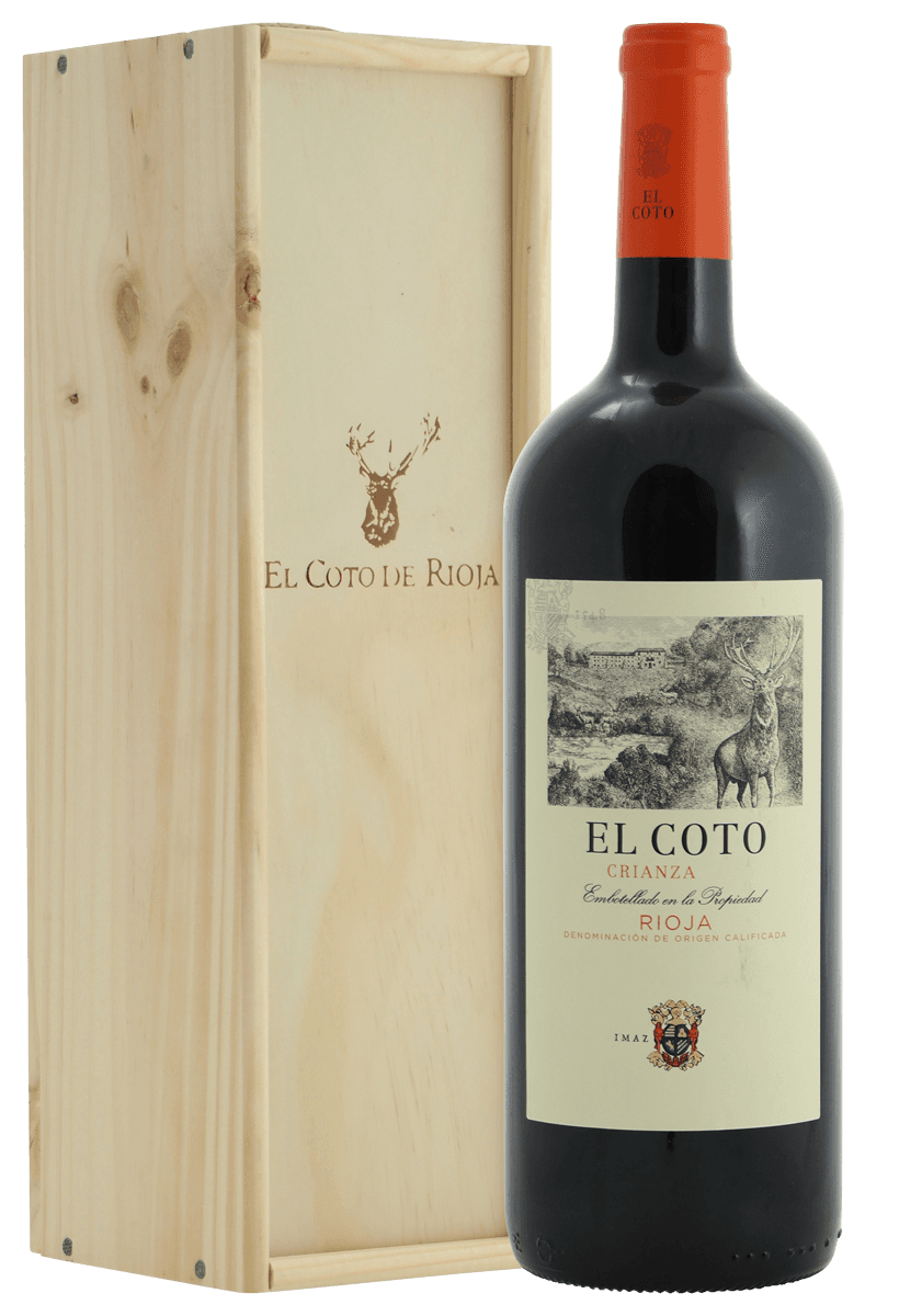 El Coto magnum fles in mooie houten kist - Spanje - Rioja