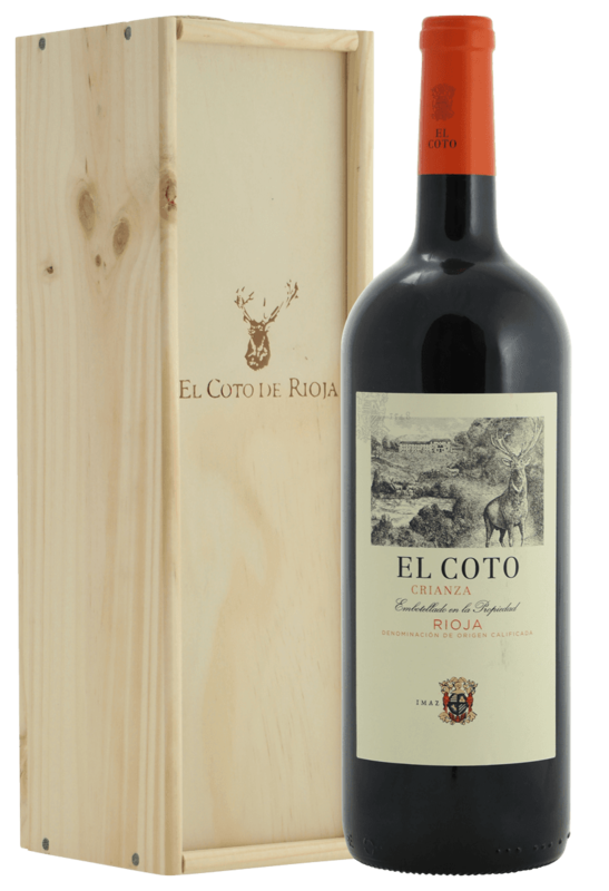 El Coto magnum fles in mooie houten kist - Spanje - Rioja