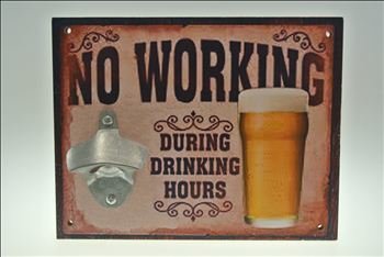 Opener op bord "No Working"