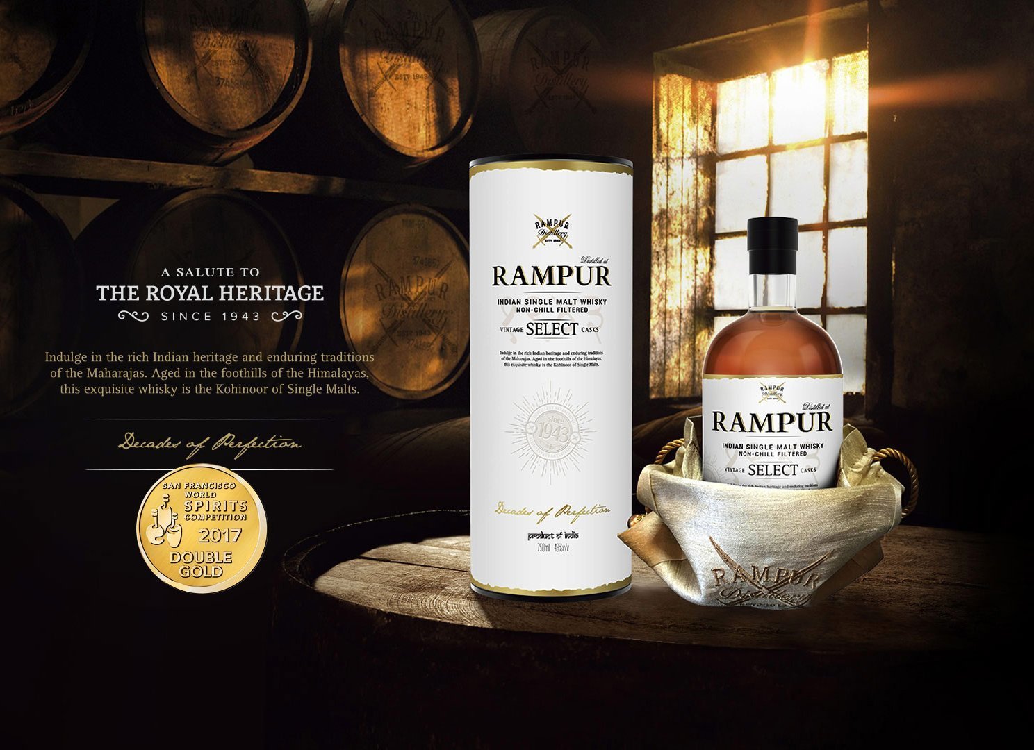 Rampur Indian Single Malt Whisky - 43% Rampur Indian Single Malt Whisky - 43%