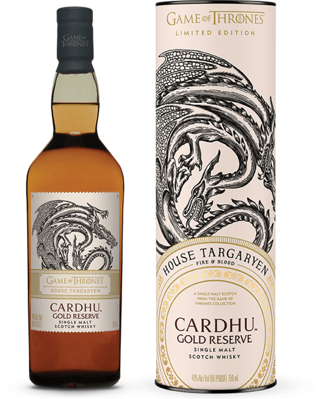 Game of Thrones - Cardhu - Gold Reserve - House Targaryen - 40% - Langere levertijd Game of Thrones - Cardhu - Gold Reserve - House Targaryen - 40% - Langere levertijd
