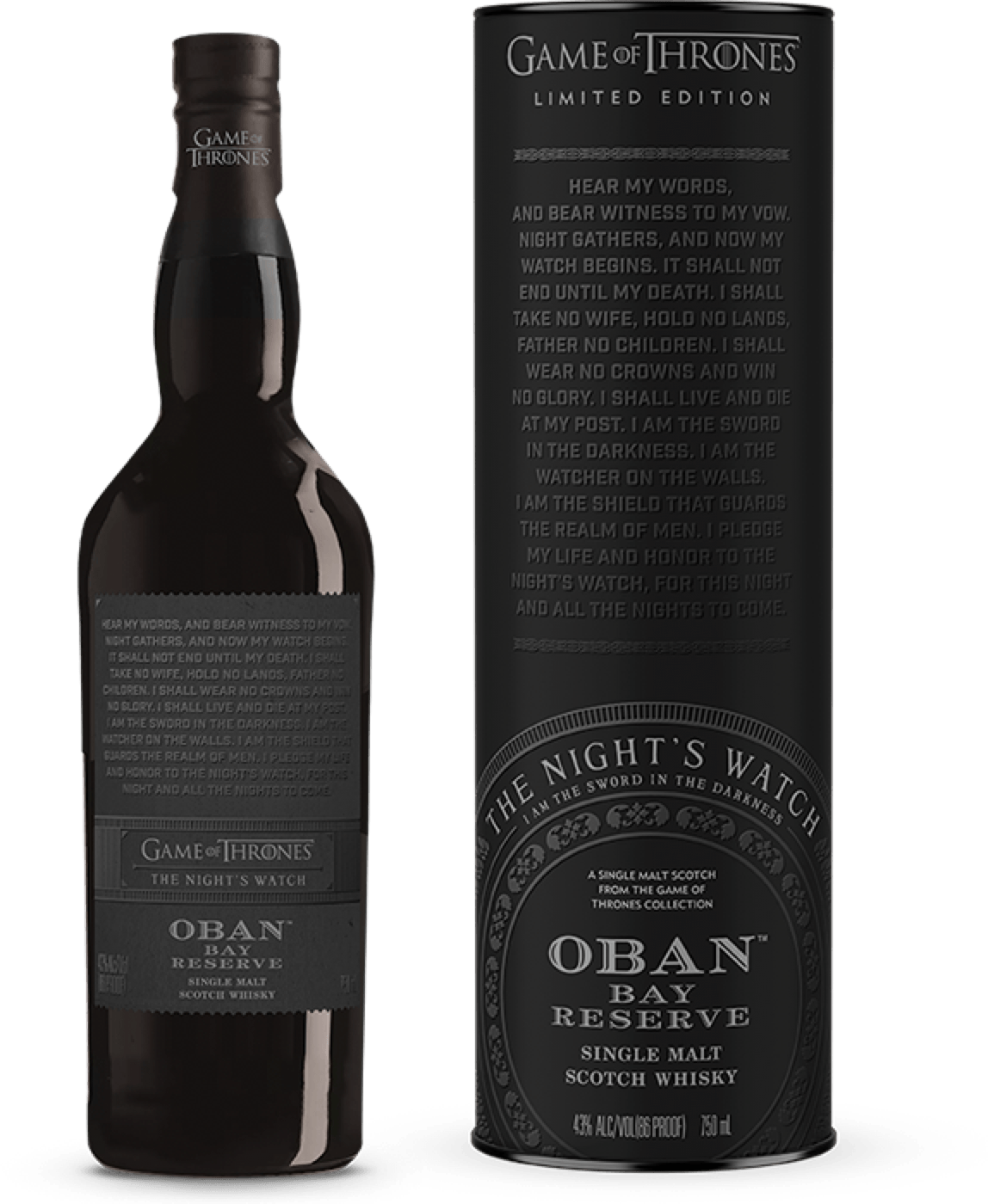 Game of Thrones - Oban - Bay Reserve - The Night's Watch - 43% - Langere levertijd. Game of Thrones - Oban - Bay Reserve - The Night's Watch - 43% - Langere levertijd.