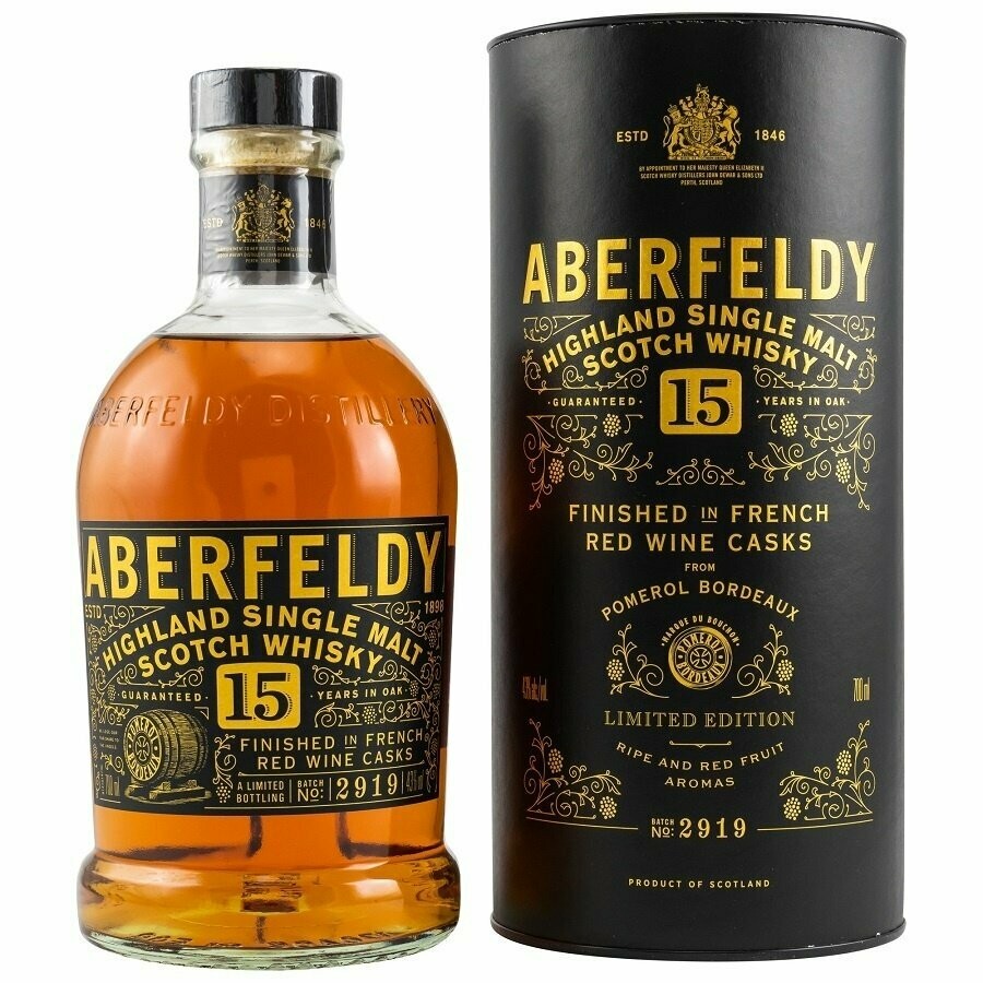 Aberfeldy 15 years - Pomerol Cask - 43% Aberfeldy 15 years - Pomerol Cask - 43%