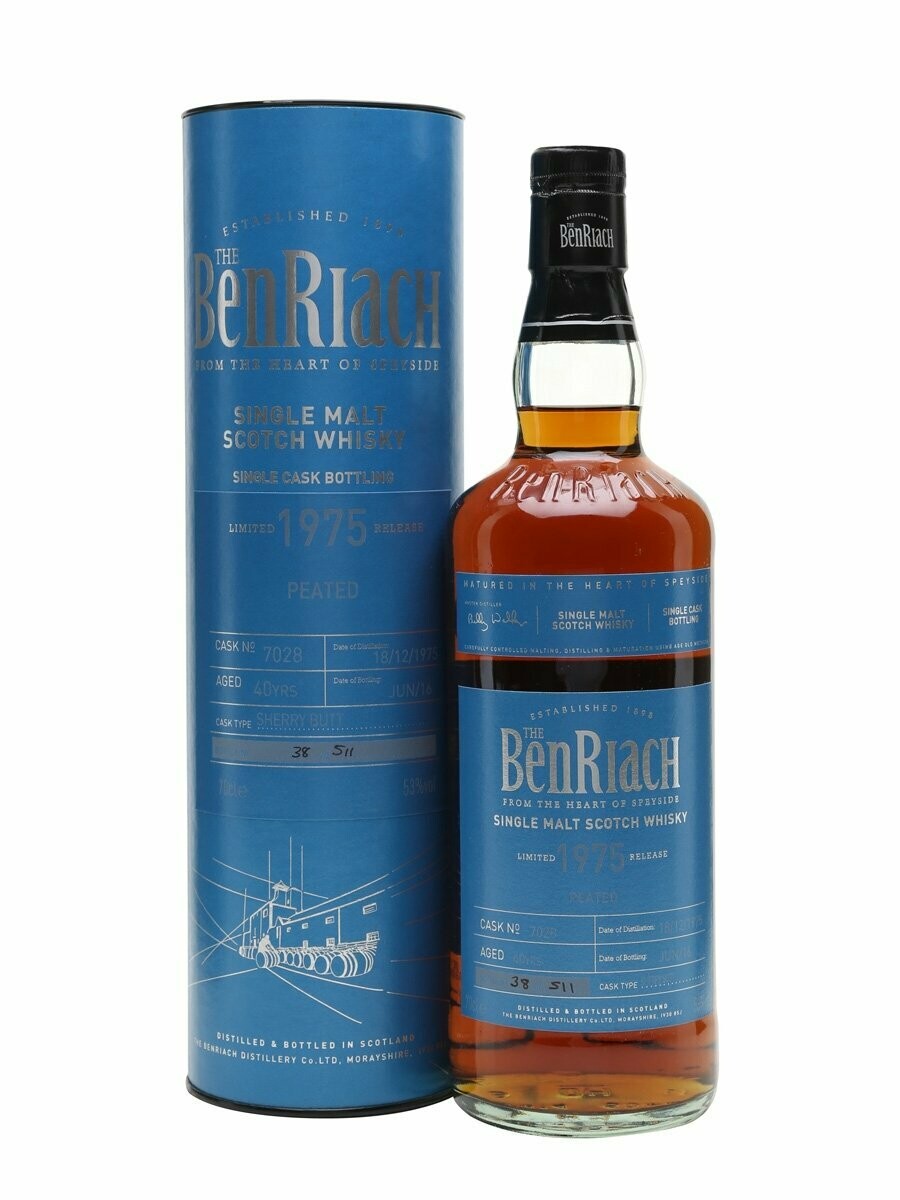 BenRiach 1975 cask # 7028 - 40y. - Sherry peated Finish - 53% BenRiach 1975 cask # 7028 - 40y. - Sherry peated Finish - 53%