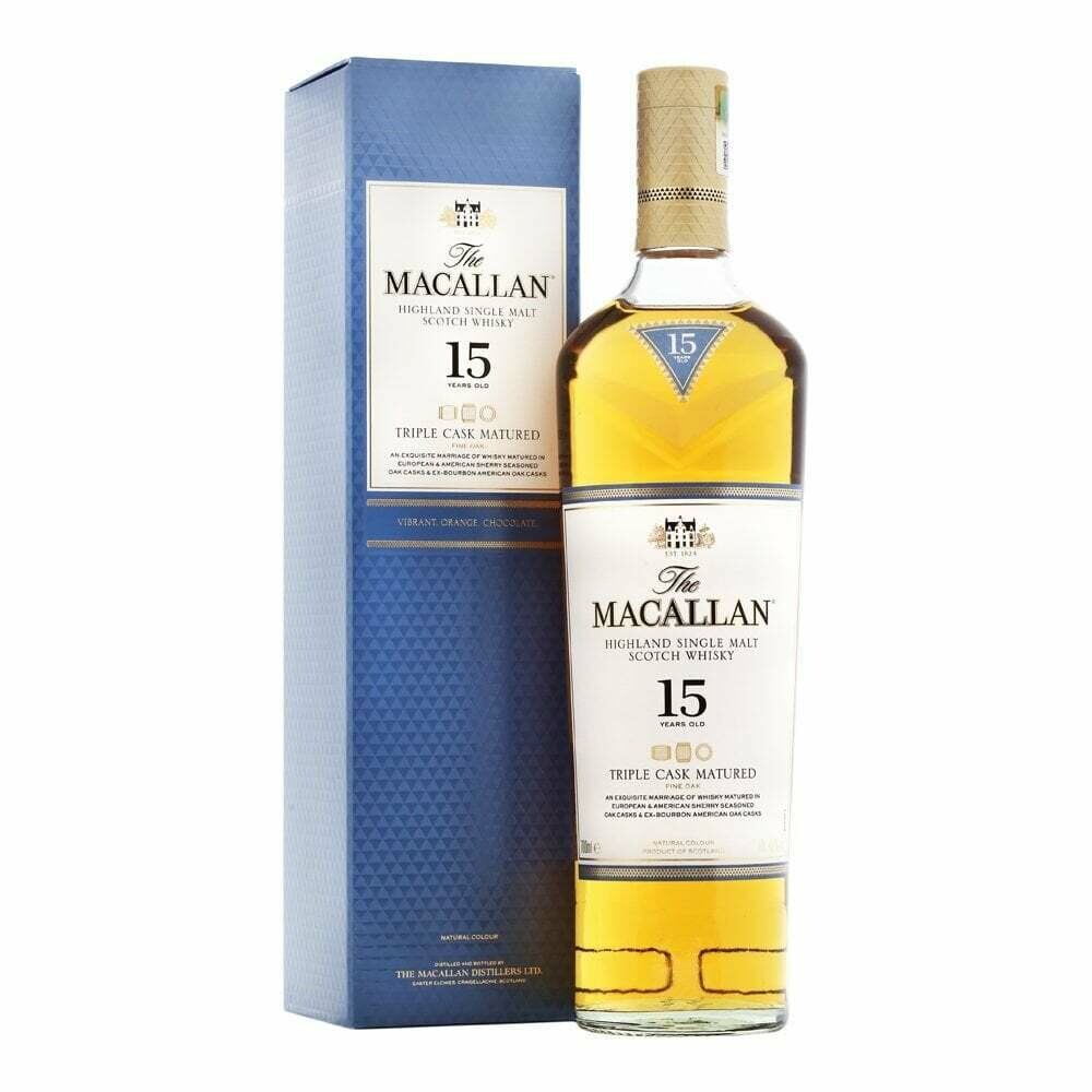Macallan 15 years - Triple Cask Matured - 43% - Langere levertijd. Macallan 15 years - Triple Cask Matured - 43% - Langere levertijd.