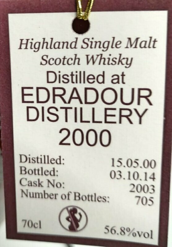 Edradour 14 years - Natural Cask Strenght Ibisco decanter 2000-2014 - Cask 2003 - 56.8%