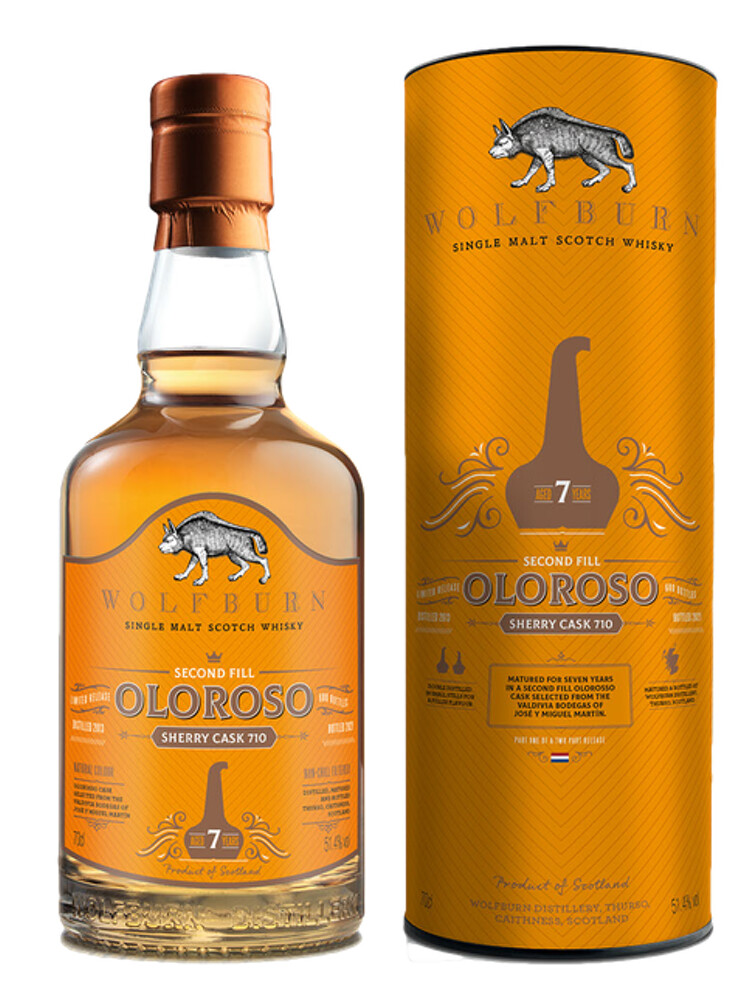 Wolfburn Small batch release - 7 years Oloroso cask - The Netherlands - 51.4% - Max. 1 fles per klant! Wolfburn Small batch release - 7 years Oloroso cask - The Netherlands - 51.4% - Max. 1 fles per klant!
