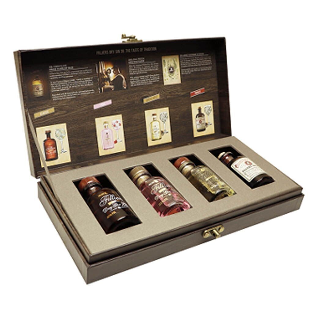 Filliers Gin tasting set in houten kist Filliers Gin tasting set in houten kist