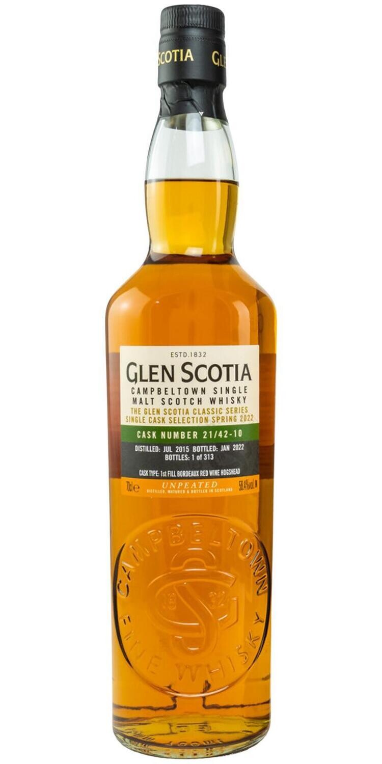 Glen Scotia 2015 - 1st Fill Bordeaux Red Wine Hogshead - 58.4%