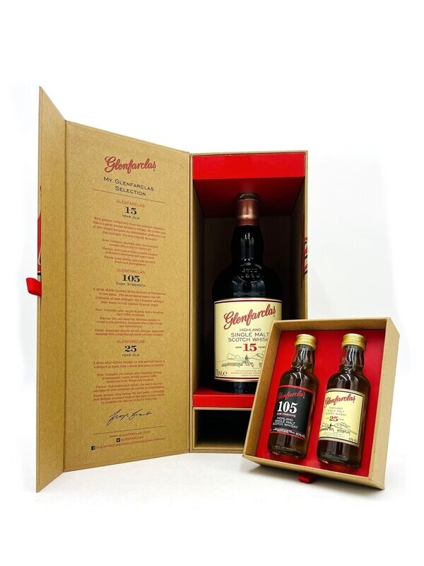 Glenfarclas 15 years - Cadeauset met 2 miniaturen